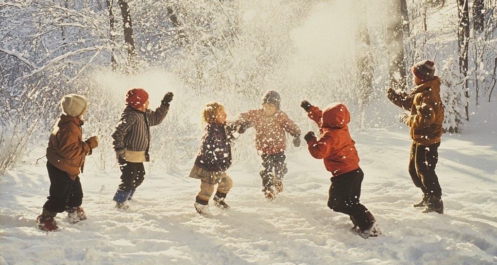 Illustration d'enfants en activités de relâche hivernale